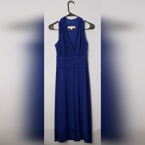 Evan Picone Cobalt Blue Matte Jersey Halter Midi Dress